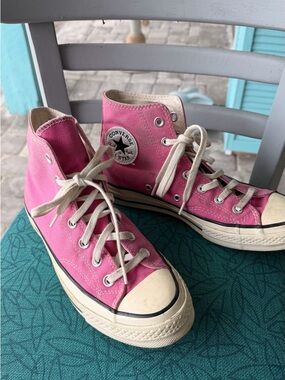 Converse High Top Sneakers in Vibrant Pink with Cream Accents